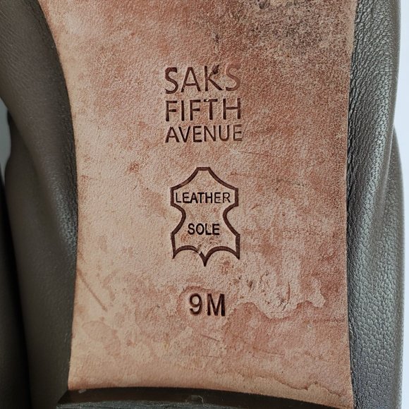 Saks Fifth Taupe Leather Flats w/Leather Flower, 9M - Picture 8 of 11